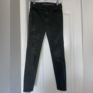 Dark Green Ripped Skinny Jeans